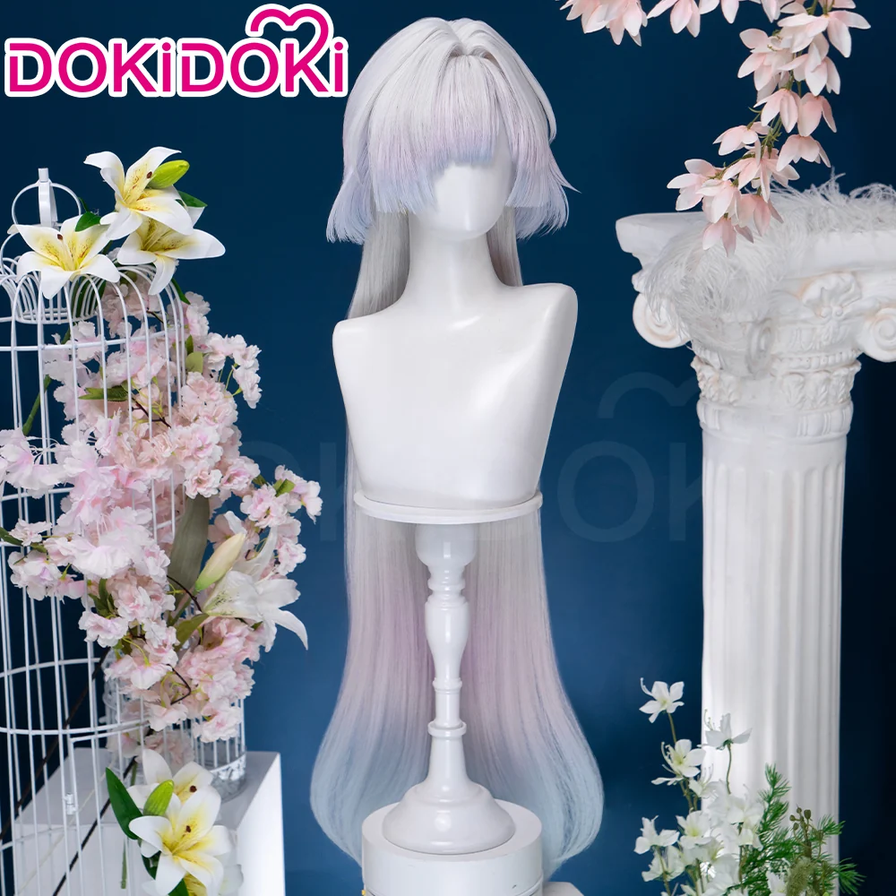 【Partially Ready For Ship】DokiDoki Game Wuthering Waves Cosplay Mornye Wig / Ear Clips / Earrings / Bracelet / Hair Accessories Long Straight Silver Light Pink Blue Dye Gradient / Back T Color Hair - Image 7