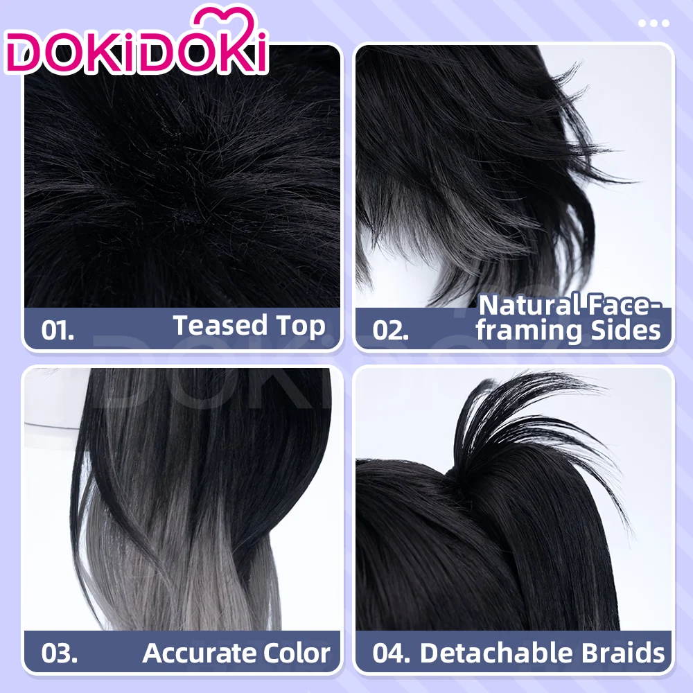 【Ready For Ship】DokiDoki Game Wuthering Waves Cosplay Qiuyuan Wig Long Curly Black Gray Gradient Hair Qiu Yuan - Image 4