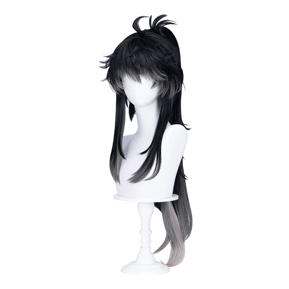 【Ready For Ship】DokiDoki Game Wuthering Waves Cosplay Qiuyuan Wig Long Curly Black Gray Gradient Hair Qiu Yuan - Image 5
