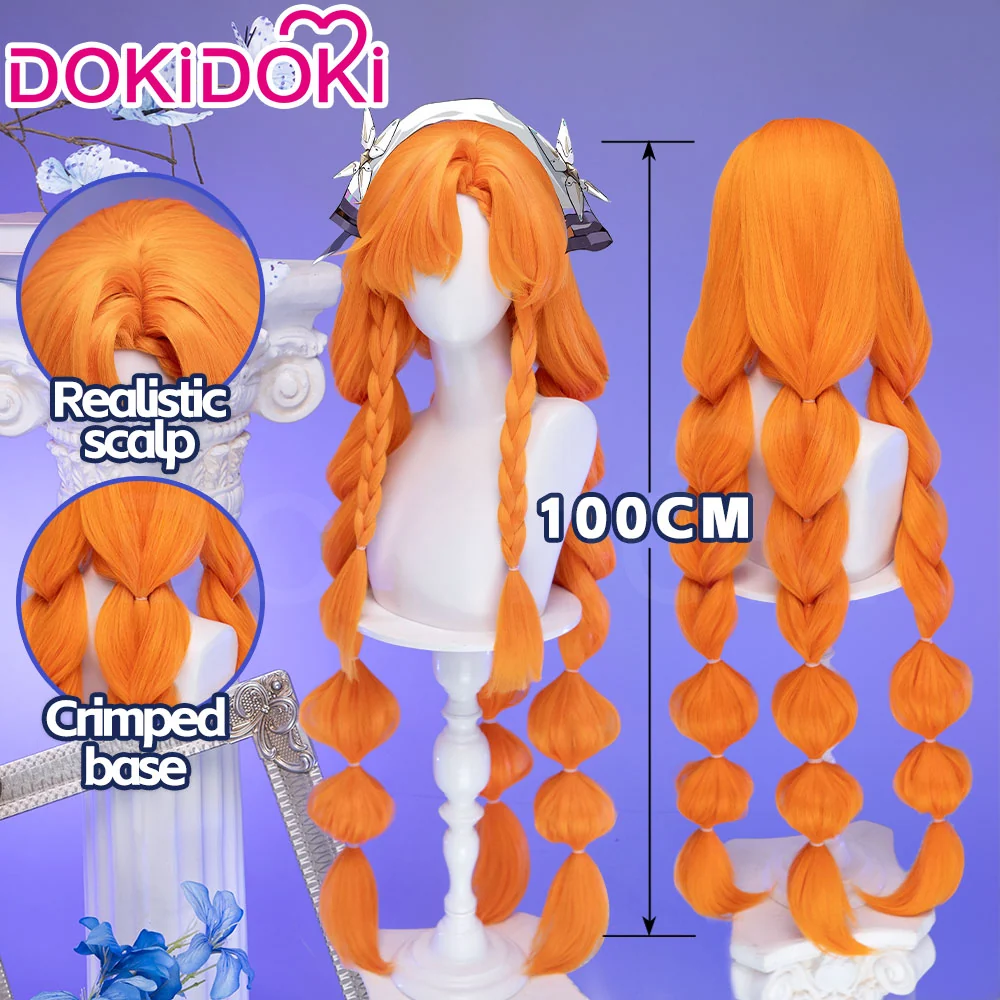 【Ready For Ship】DokiDoki Game Wuthering Waves Cosplay Sigrika Wig Long Orange Hair Bubble Braid Ponytail