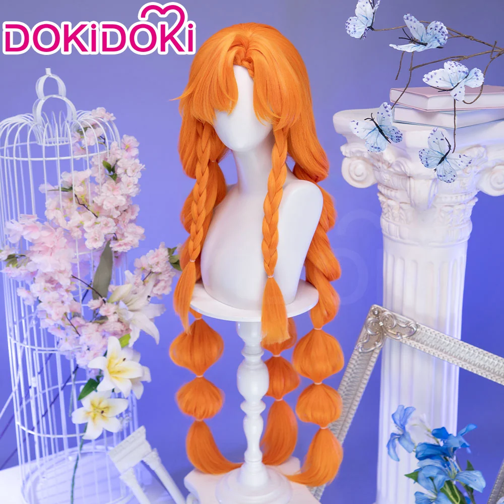 【Ready For Ship】DokiDoki Game Wuthering Waves Cosplay Sigrika Wig Long Orange Hair Bubble Braid Ponytail - Image 2