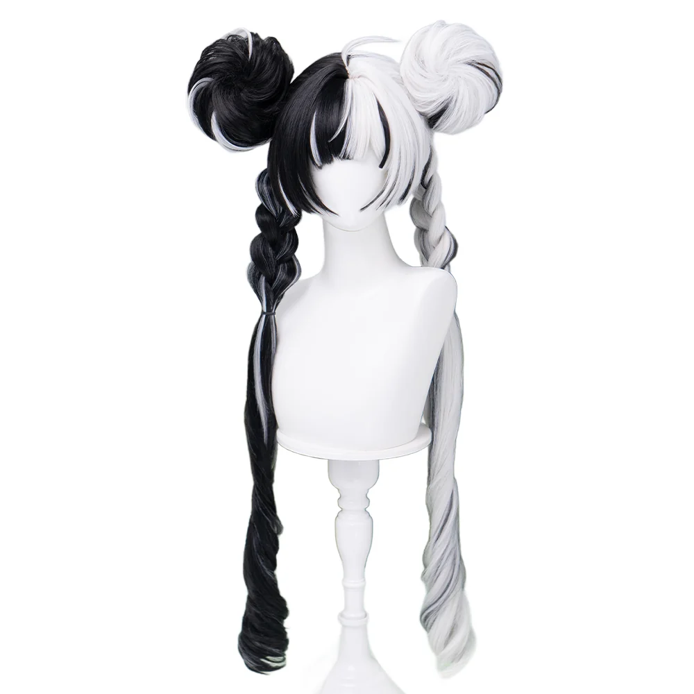 【Ready For Ship】DokiDoki Game Zenless Zone Zero Cosplay Dialyn Wig Long Black White Hair Double Braids - Image 5