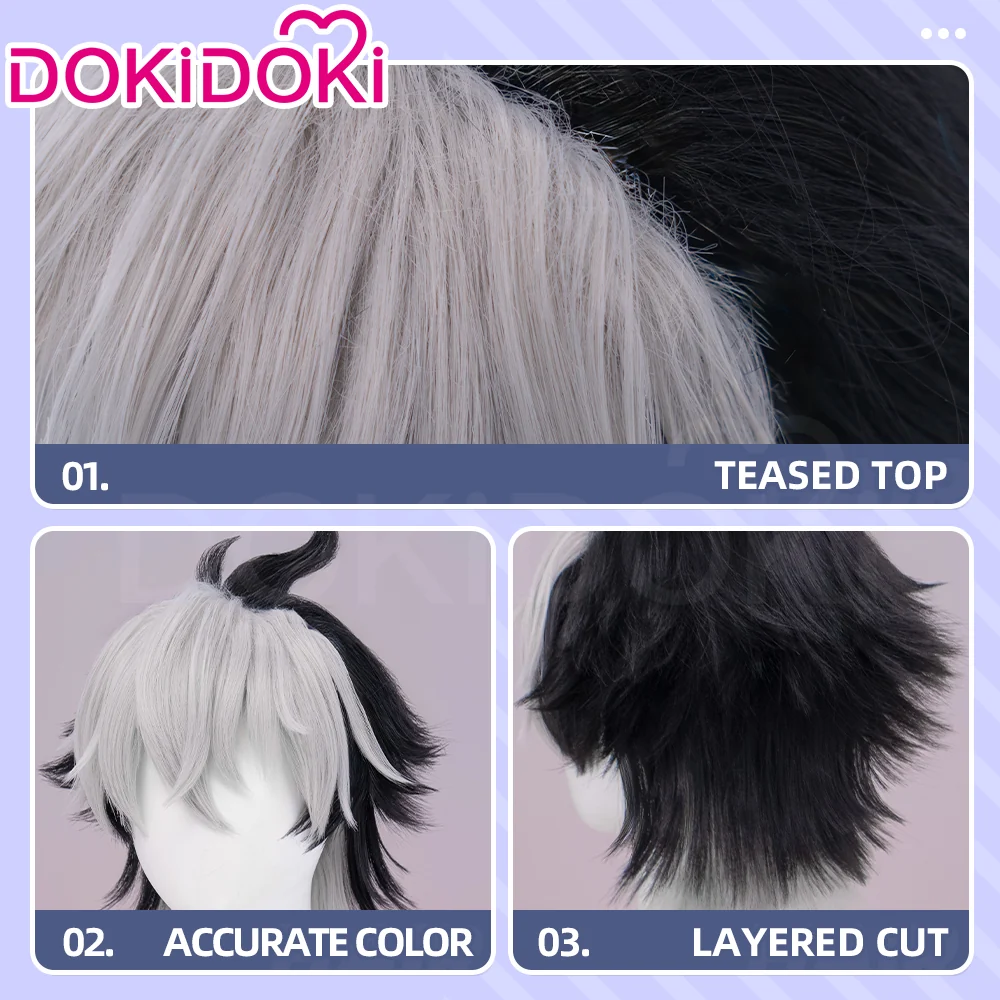 【Partial Ready For Ship】DokiDoki Game Zenless Zone Zero Cosplay Komano Manato Wig / Ears / Tail Short Curly Black Red Silver Hair ZZZ - Image 12