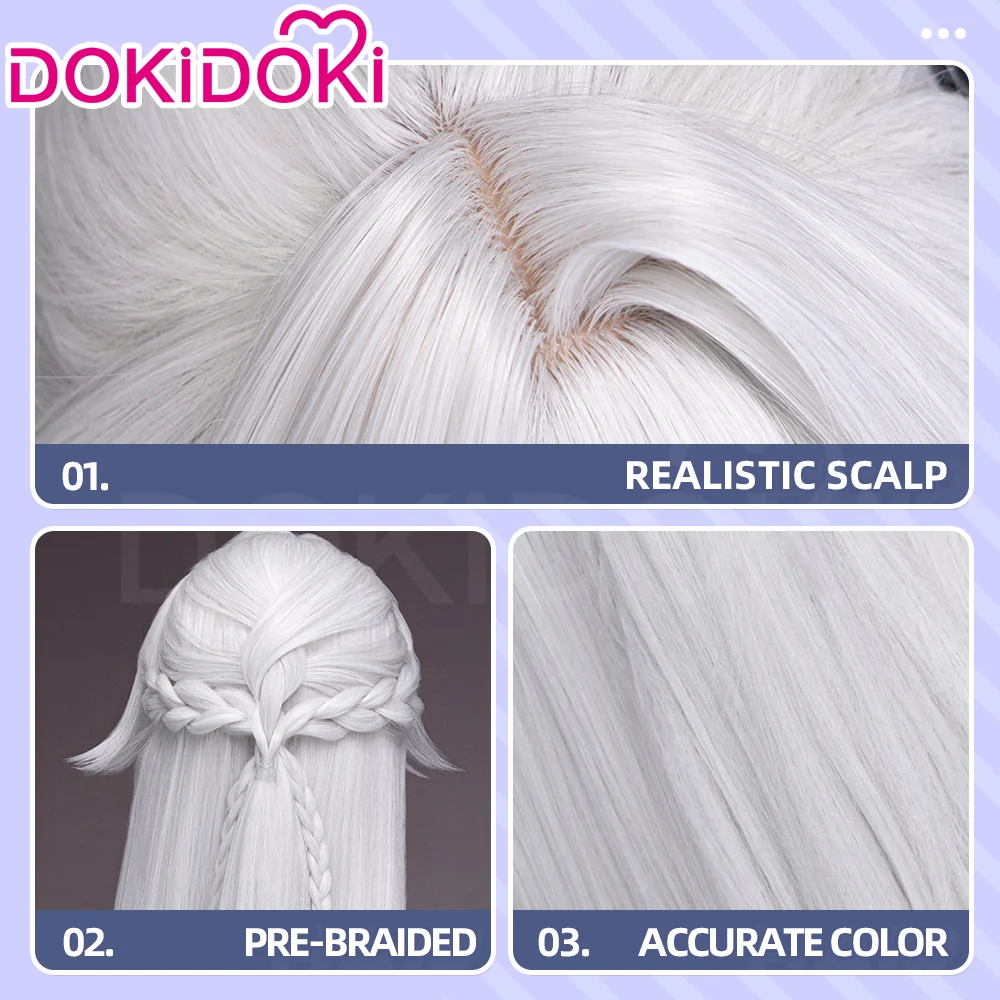 【Ready For Ship】DokiDoki Game Zenless Zone Zero Cosplay Severian Lowell Wig Long Straight White Hair Pre Braided ZZZ - Image 5
