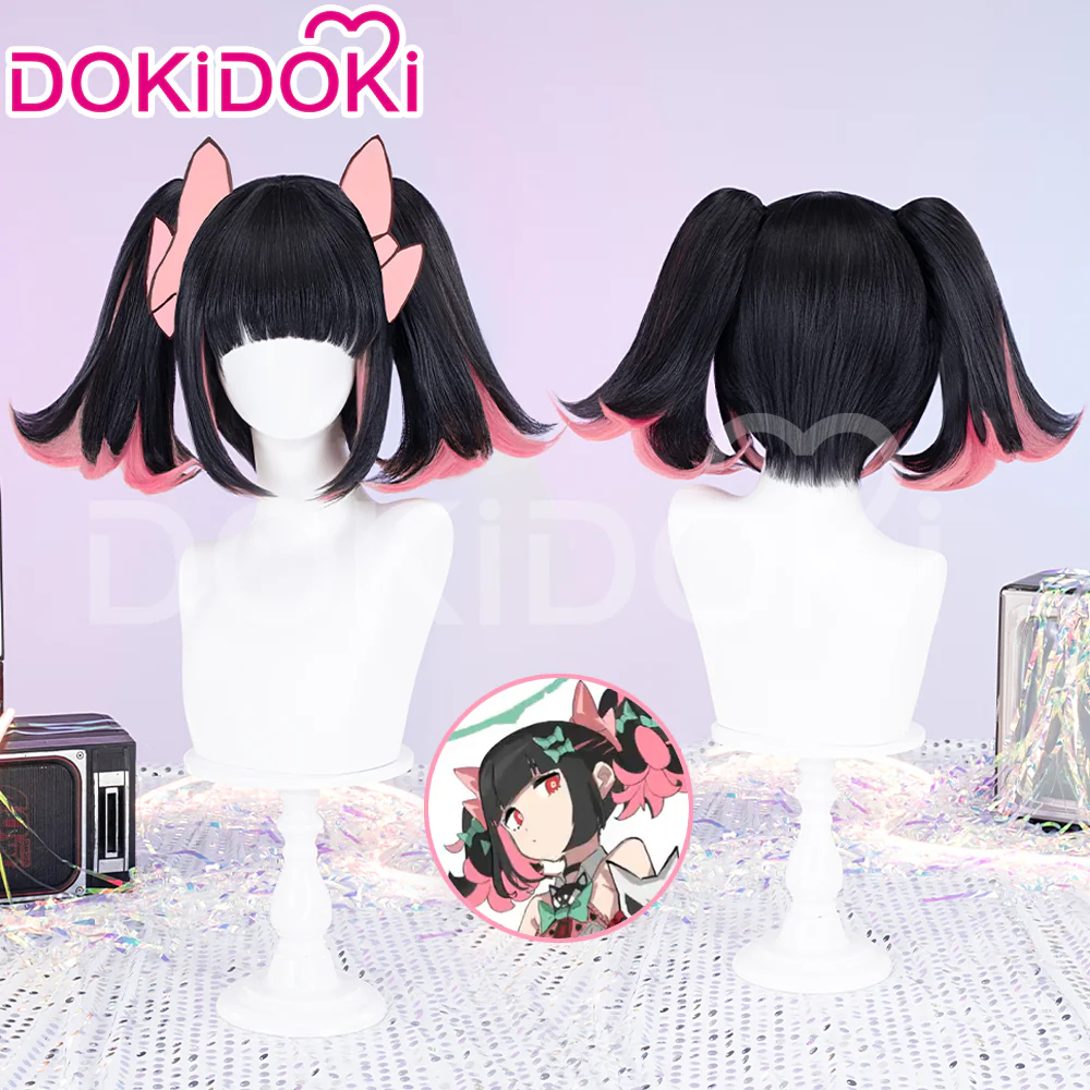 【Ready For Ship】DokiDoki Game Zenless Zone Zero Cosplay Nangong Yu Wig Angels of Delusion Short Straight Black Pink Double Tail Hair ZZZ Nan Gong Yu