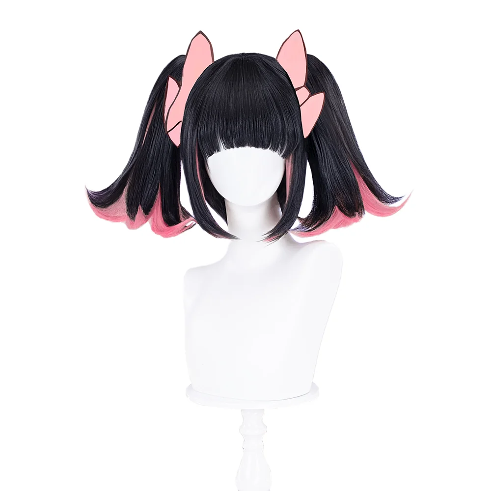 【Ready For Ship】DokiDoki Game Zenless Zone Zero Cosplay Nangong Yu Wig Angels of Delusion Short Straight Black Pink Double Tail Hair ZZZ Nan Gong Yu - Image 5