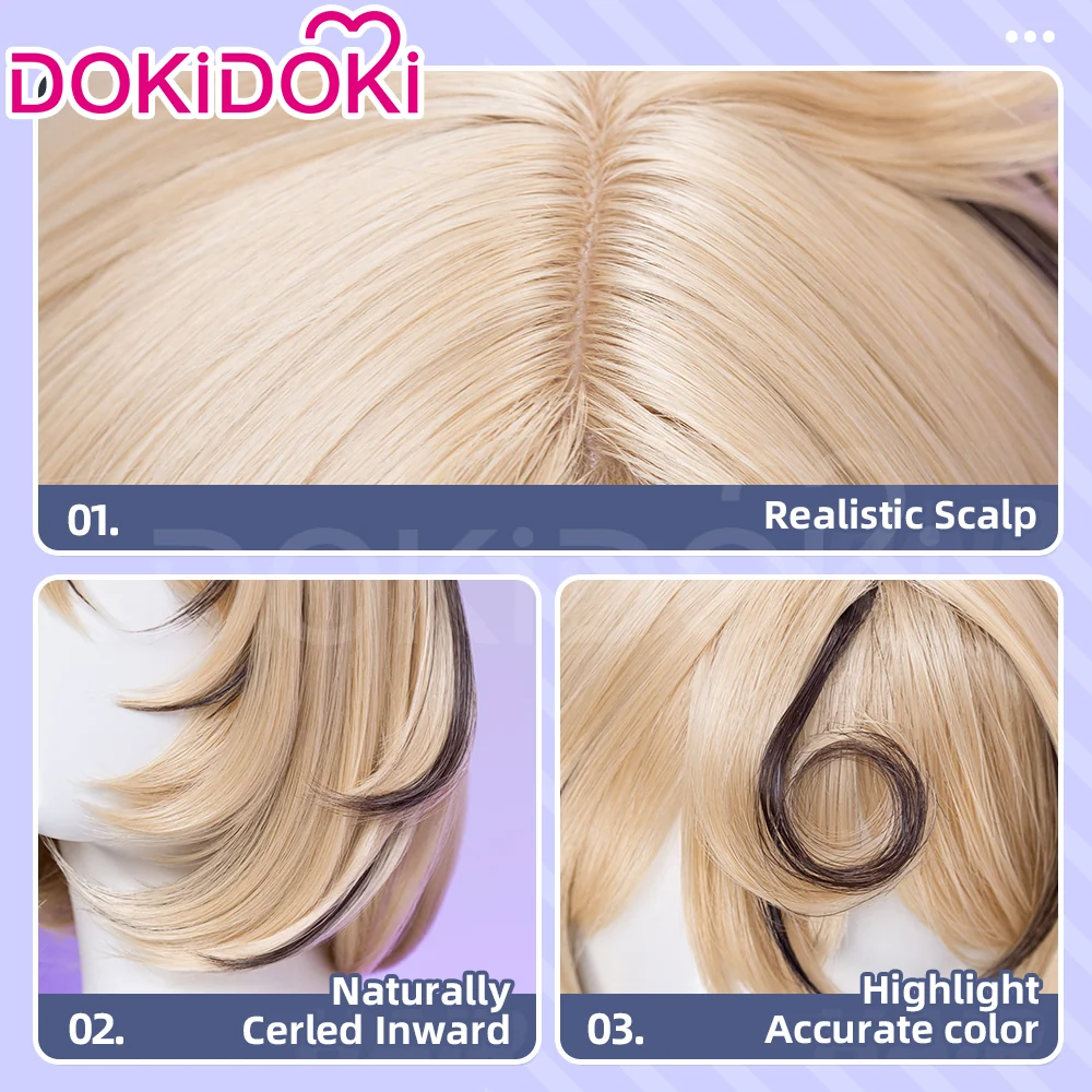 【Ready For Ship】DokiDoki Game Zenless Zone Zero Cosplay Yidhari Wig Short Straight Yellow Hair Black Highlight ZZZ - Image 4
