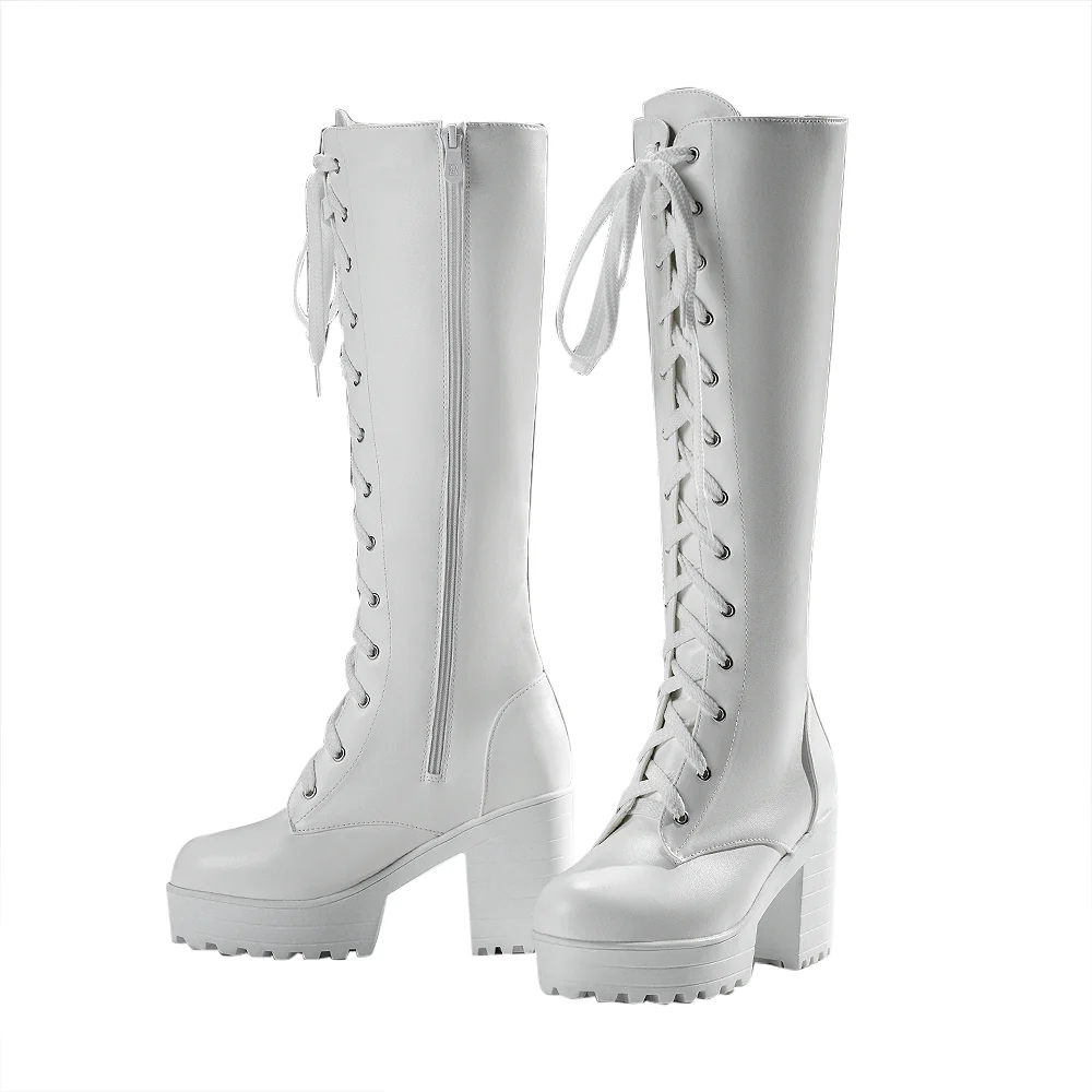 【9CM】DokiDoki Height Increasing Boots / Elevator Boots White Lace-up Boots - Image 5