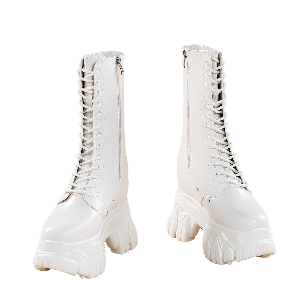 【Partially Ready For Ship】【18 CM】DokiDoki Height Increasing Shoes / Elevator Shoes Martin Boots Black White Invisible Thick-Soled 18CM - Image 4
