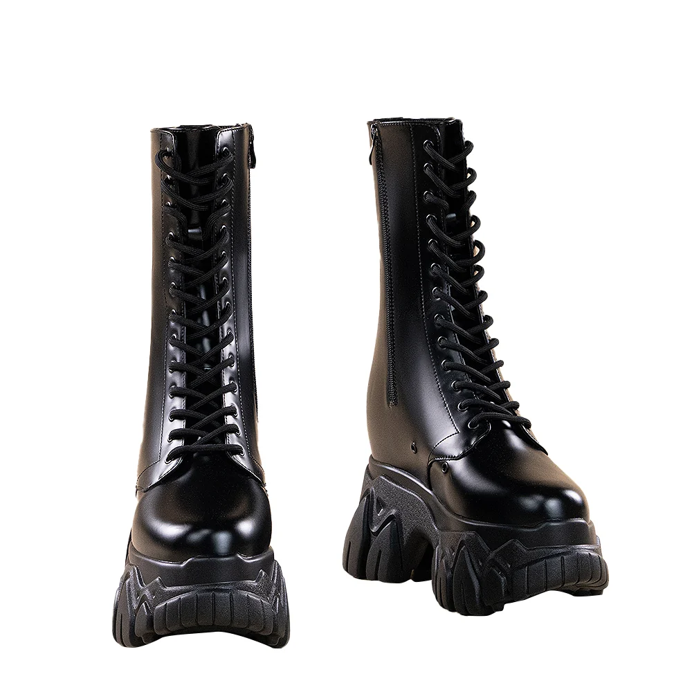 【Partially Ready For Ship】【18 CM】DokiDoki Height Increasing Shoes / Elevator Shoes Martin Boots Black White Invisible Thick-Soled 18CM - Image 7