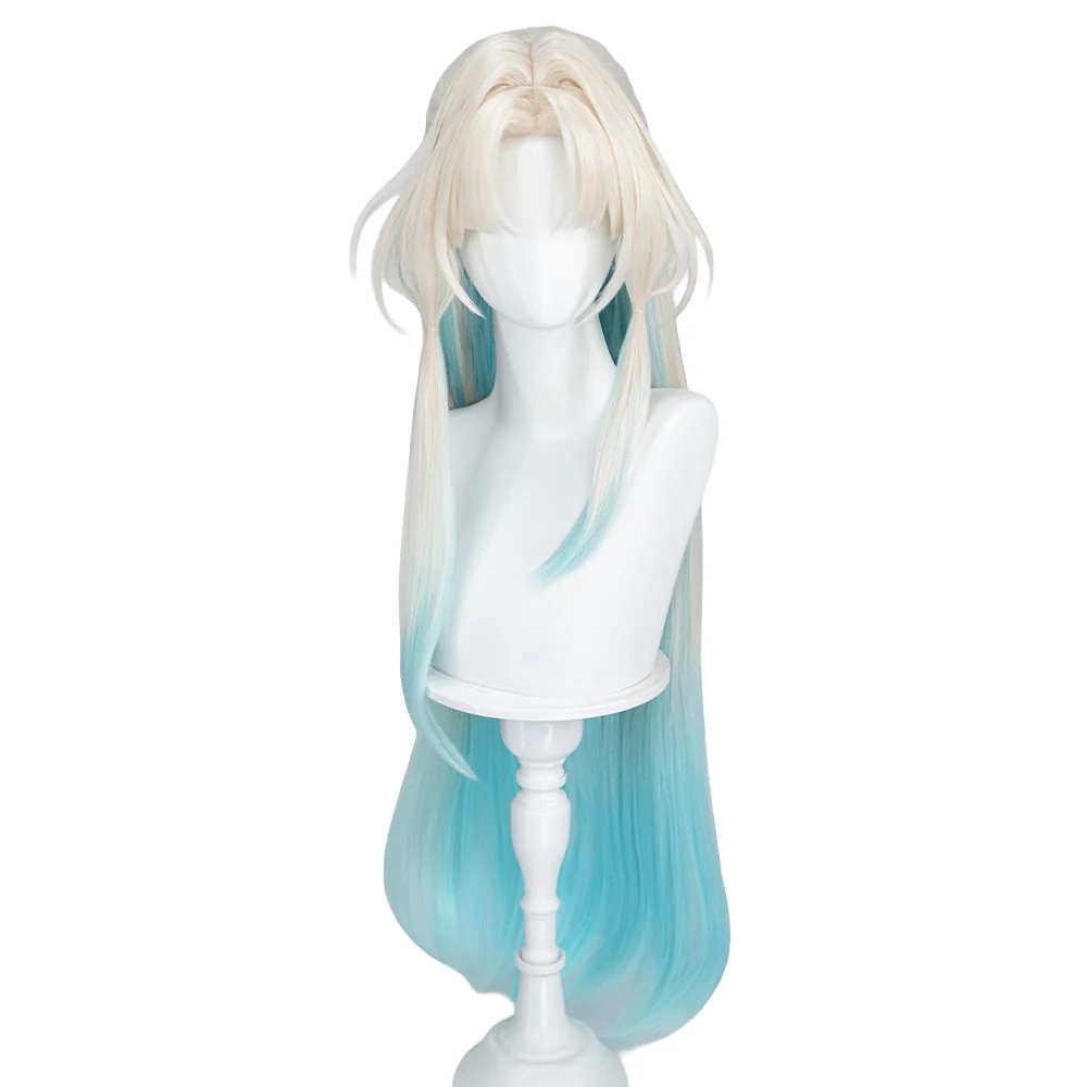 DokiDoki Honkai: Star Rail Cosplay Pearl Wig Long Straight Blonde Blue Gradient Hair Pre Braided Ten Stonehearts - Image 5