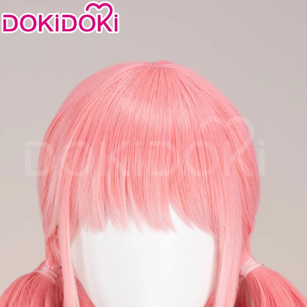 【Ready For Ship】DokiDoki Manga Cosplay Wig Short Straight Peachy Pink Hair Two Buns - Image 4