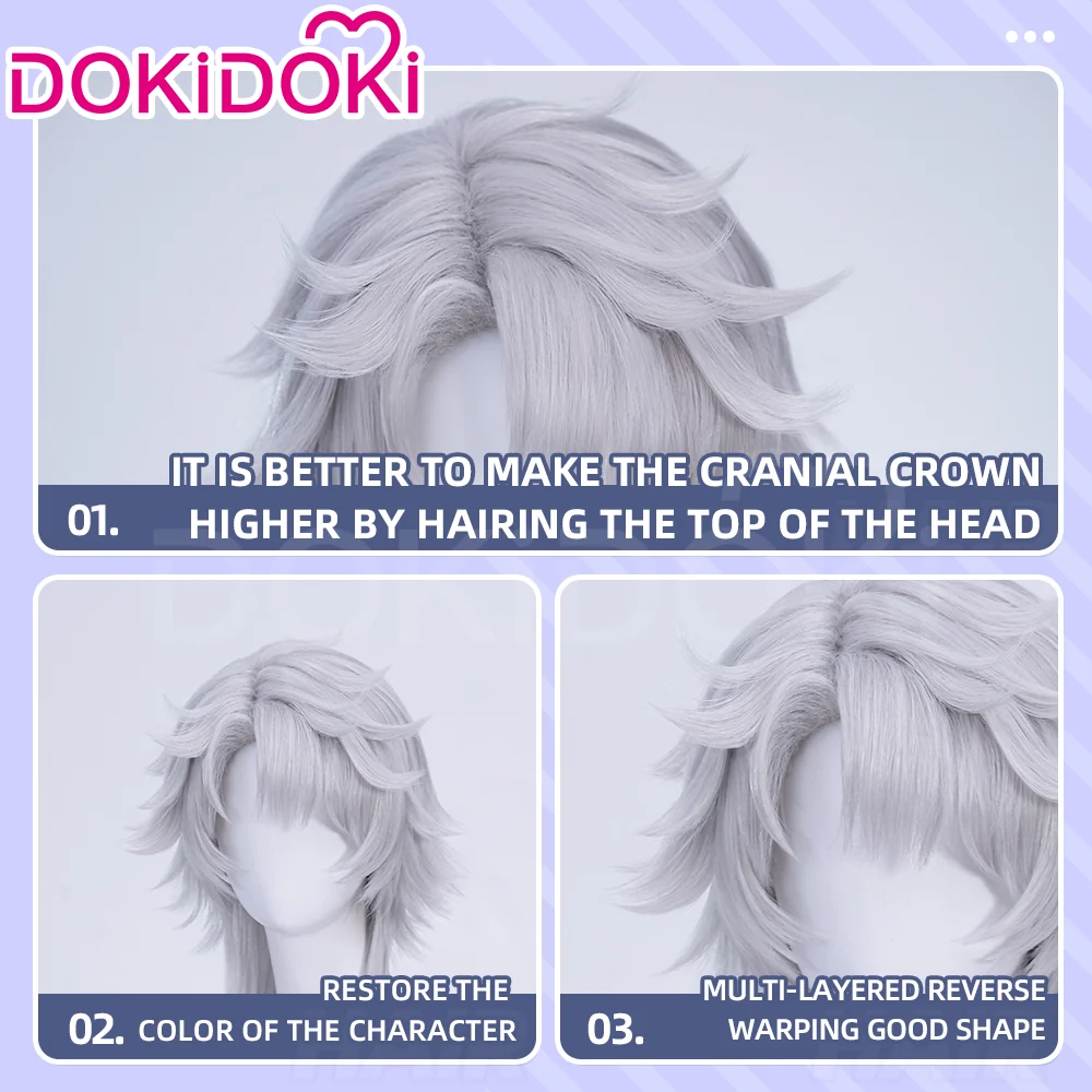 【Ready For Ship】DokiDoki Manga Cosplay Women Devil Wig Long Straight Silver Hair - Image 4
