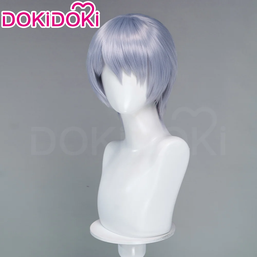 DokiDoki Mange Anime Cosplay Wig Short Straight Silver Hair - Image 3