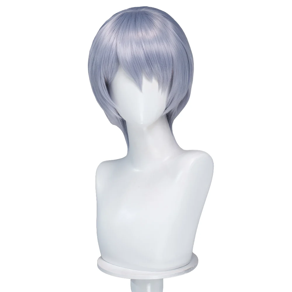 DokiDoki Mange Anime Cosplay Wig Short Straight Silver Hair - Image 5