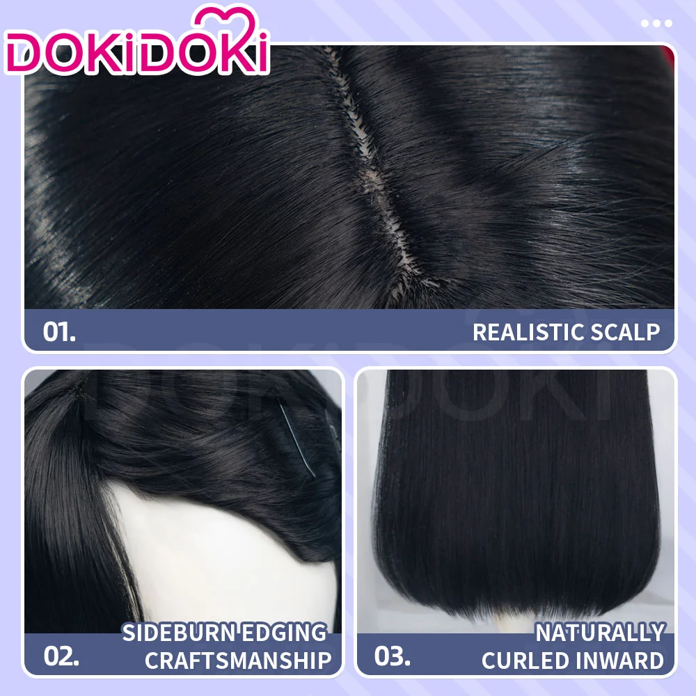 DokiDoki Music Project Cosplay Zombie Idol Wig Long Straight Black Hair - Image 4