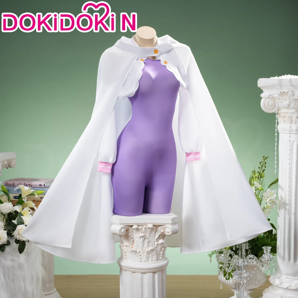 【Size S-3XL】DokiDoki-N Anime Cosplay Costume Purple Bodysuit White Cloak