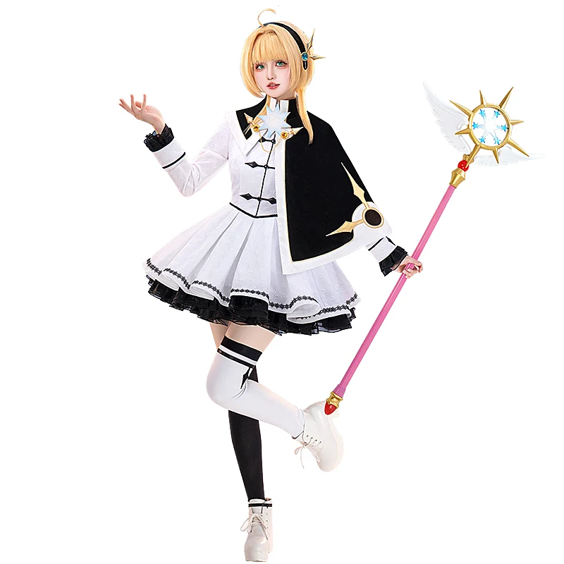 【In Stock】DokiDoki-R Anime Card Captor Sakura Cosplay Kinomoto Sakura Costume Black / White Dress - Image 6