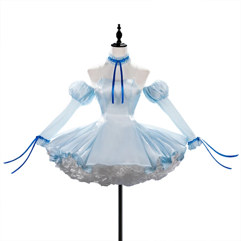 DokiDoki-R Anime Chobits Cosplay Chi Cosplay Costume Blue Ribbon Dress - Image 5