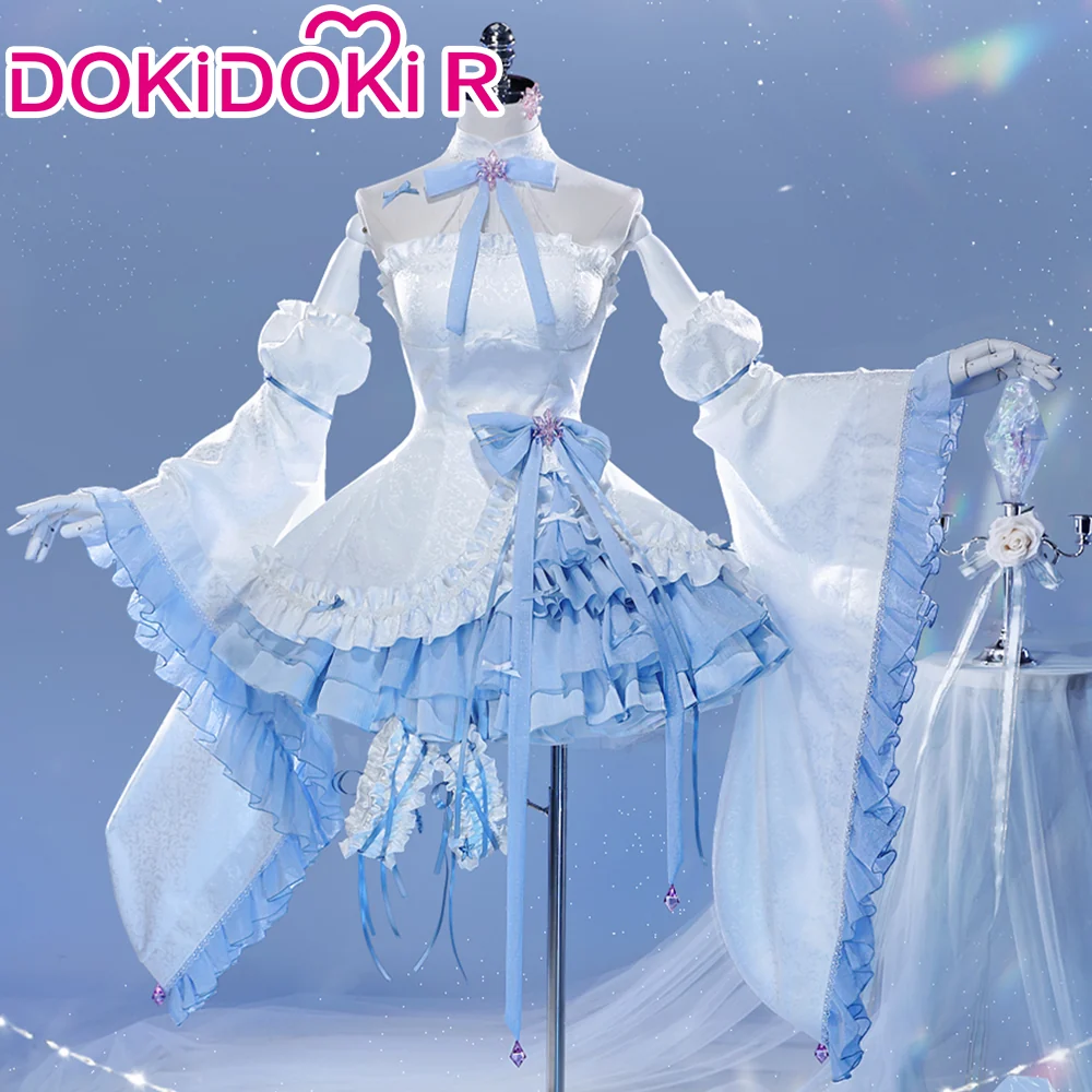 DokiDoki-R Anime Cosplay Remm Costume Blue White Dress Prisma Wing Glass Edition - Image 2
