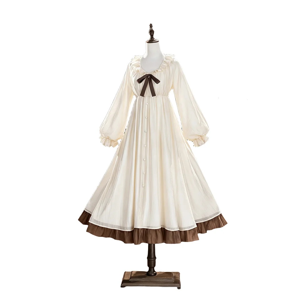 DokiDoki-R Anime Violet Evergarden Cosplay Violet Costume Beige Nightgown Sleep Dress - Image 5