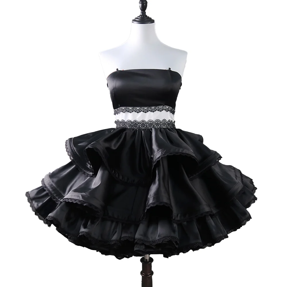 DokiDoki-R Cosplay Black Butterfly Dress Costume / Headphone / Cocktail Hat Magnet Gown - Image 12