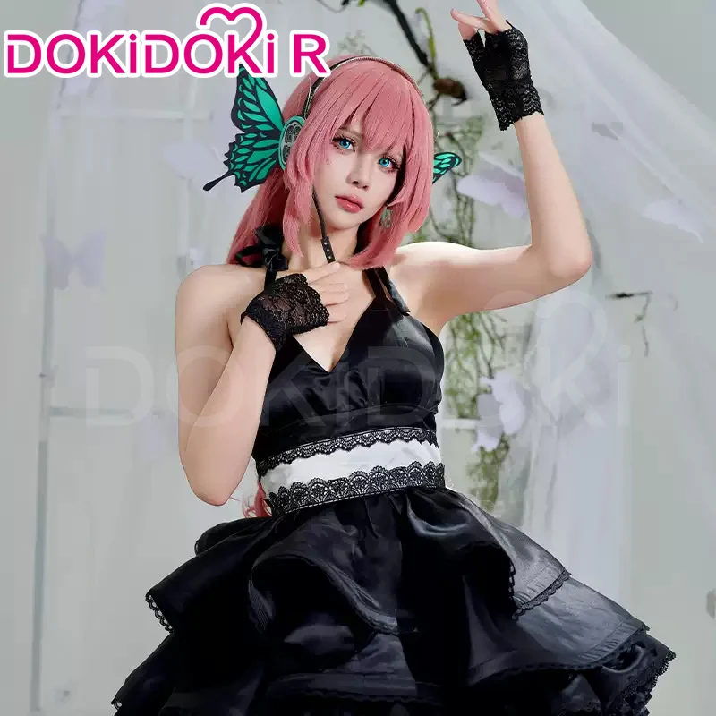 DokiDoki-R Cosplay Black Butterfly Dress Costume / Headphone / Cocktail Hat Magnet Gown - Image 2