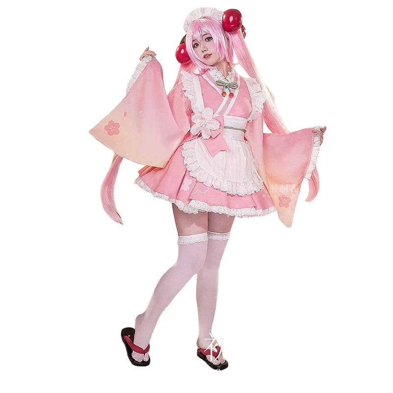 DokiDoki-R Cosplay Sakura Costume Cute Wabi-sabi Tea House maid Sweet Dress Pink - Image 6
