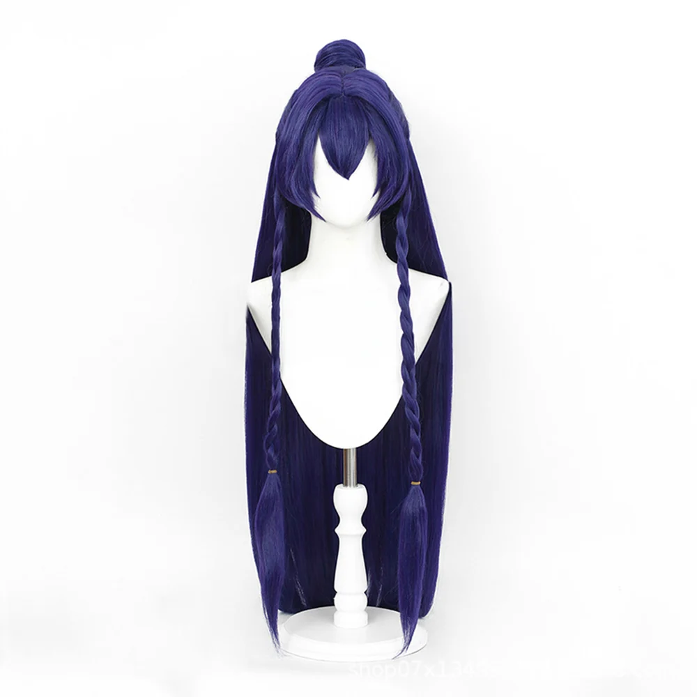 DokiDoki-R Game Cosplay Costume Spiirit Bloossom Purple Bule / Horns / Wig Long Purple Hair - Image 9