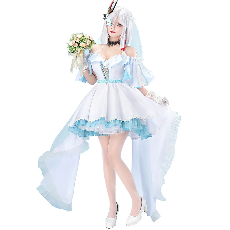【In Stock】DokiDoki-R Game Genshin Impact Cosplay Shenhe Wedding Dress Shen He Doujin - Image 4