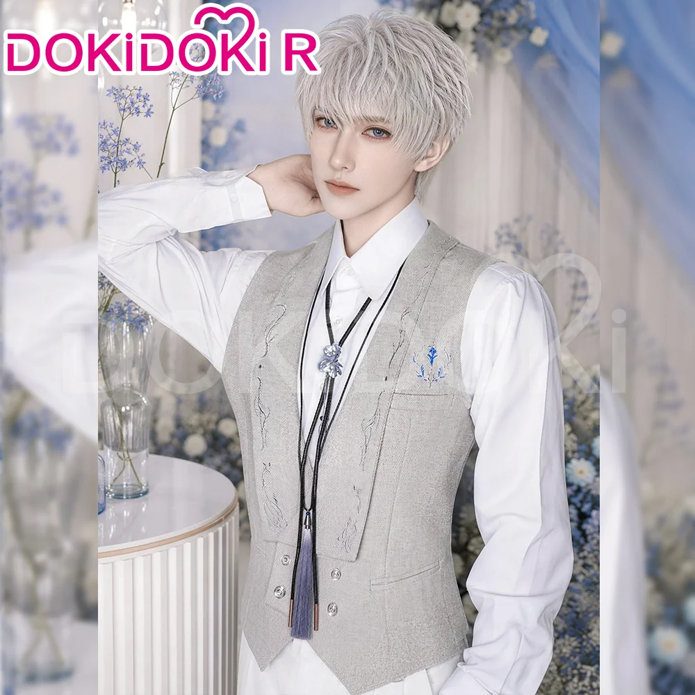 DokiDoki-R Game Love and Deepspace Cosplay Xavier Costume Silvery Polyphony Suit Top Only - Image 3