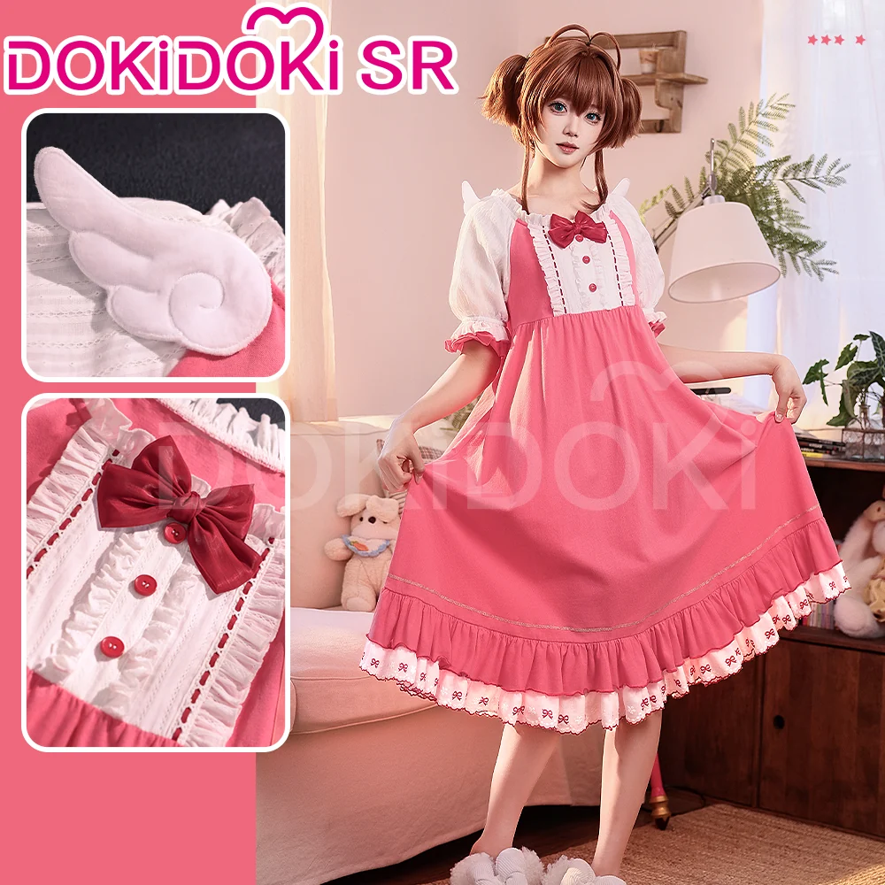 DokiDoki-SR Anime Card Captor Sakura Cosplay Kinomoto Sakura Costume Pink Pajamas / Nightgown Dress Summer Wear - Image 4