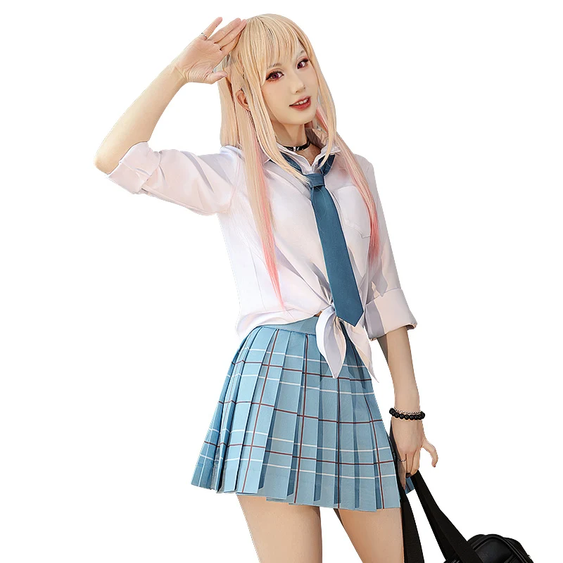 DokiDoki-SR Anime Cosplay Costume School Uniform White Blue JK - Image 5