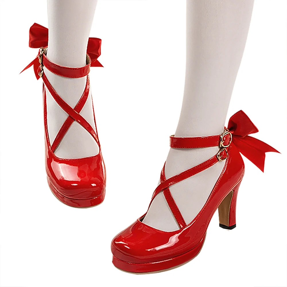 DokiDoki-SR Anime Cosplay Shoes Red High Heels - Image 5