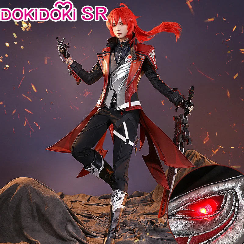 【Ready For Ship】【Last Batch】DokiDoki-SR Game Genshin Impact Cosplay Diluc Costume / Shoes Red Dead of Night - Image 2