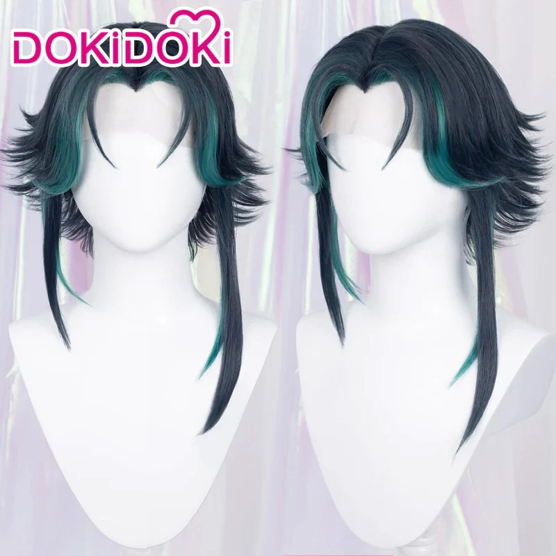 【Ready For Ship】【Front Lace】DokiDoki Game Genshin Impact Cosplay Xiao Wig Short Green Wig