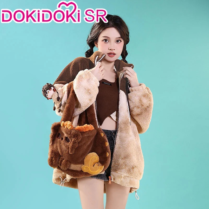 【In Stock】DokiDoki-SR Game Genshin Impact Cosplay Zhong Li Cosplay Casual Wear Doujin Winter Furry Coat Zhongli - Image 4