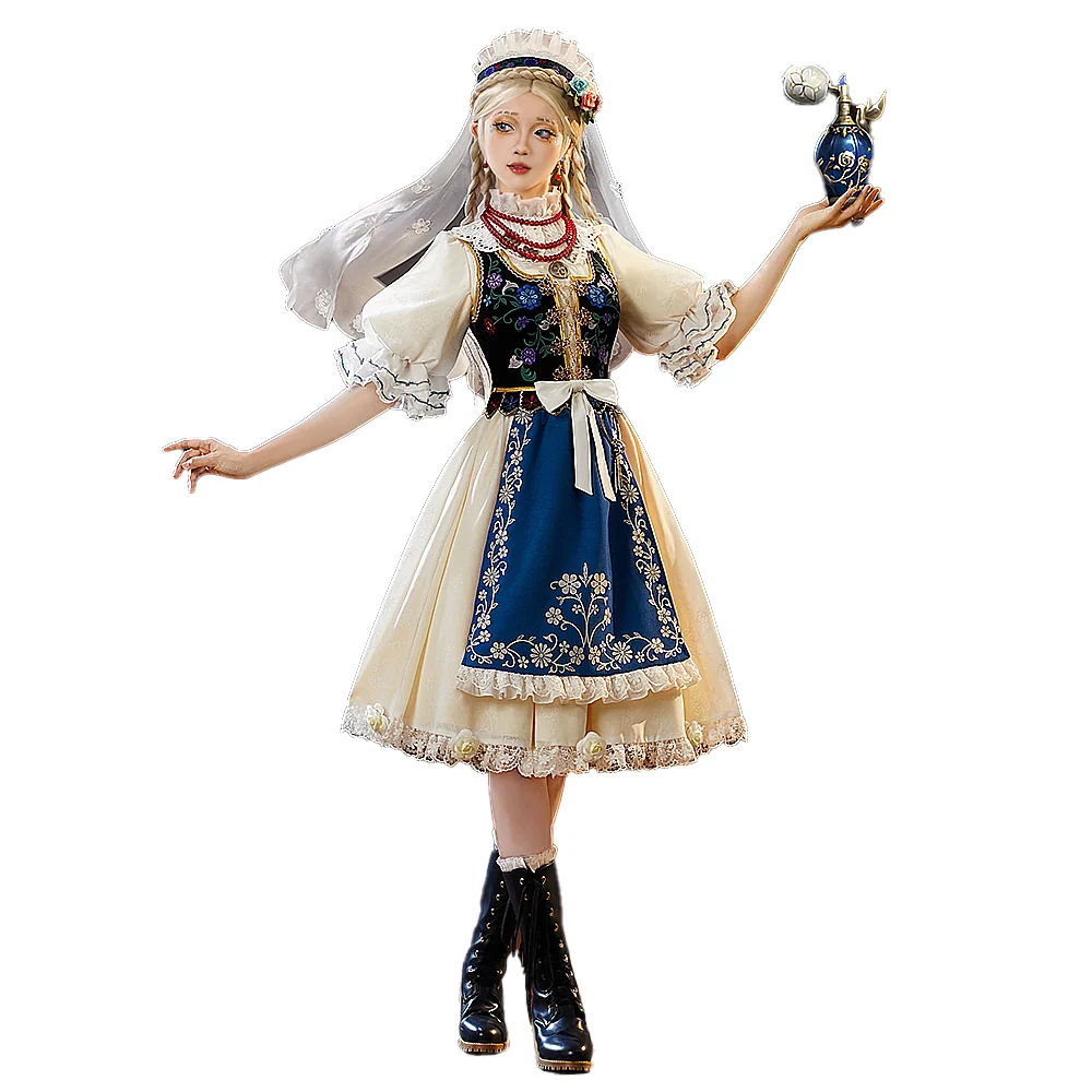 DokiDoki-SR Game Identity V Cosplay Perfumer Vera Nair Costume / Wig Judith the Dove - Image 6