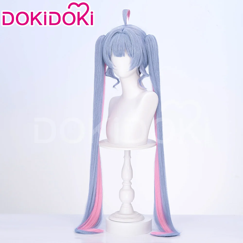 DokiDoki VSINGER Rabbit Hole Cosplay Long Curly Blue Pink Ponytail Wig / Head Accessories Cute - Image 9
