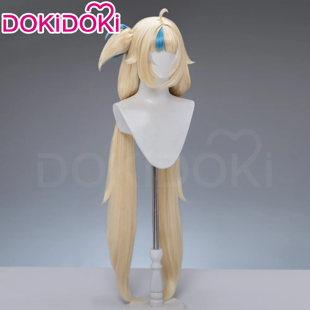 【Ready For Ship】DokiDoki Vtuber Cosplay Sameko Saba Wig Long Blond Hair Blue Highlight Twin Tails - Image 3
