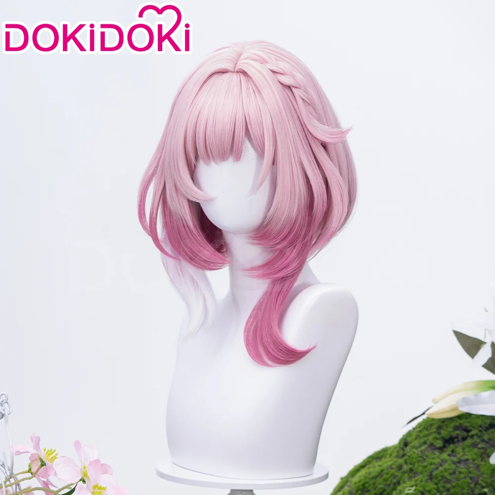 DokiDoki Game Honkai: Star Rail Cosplay Cyrene Wig Short Curly Light Dark Pink Gradient Hair / Head Accessory Set - Image 4