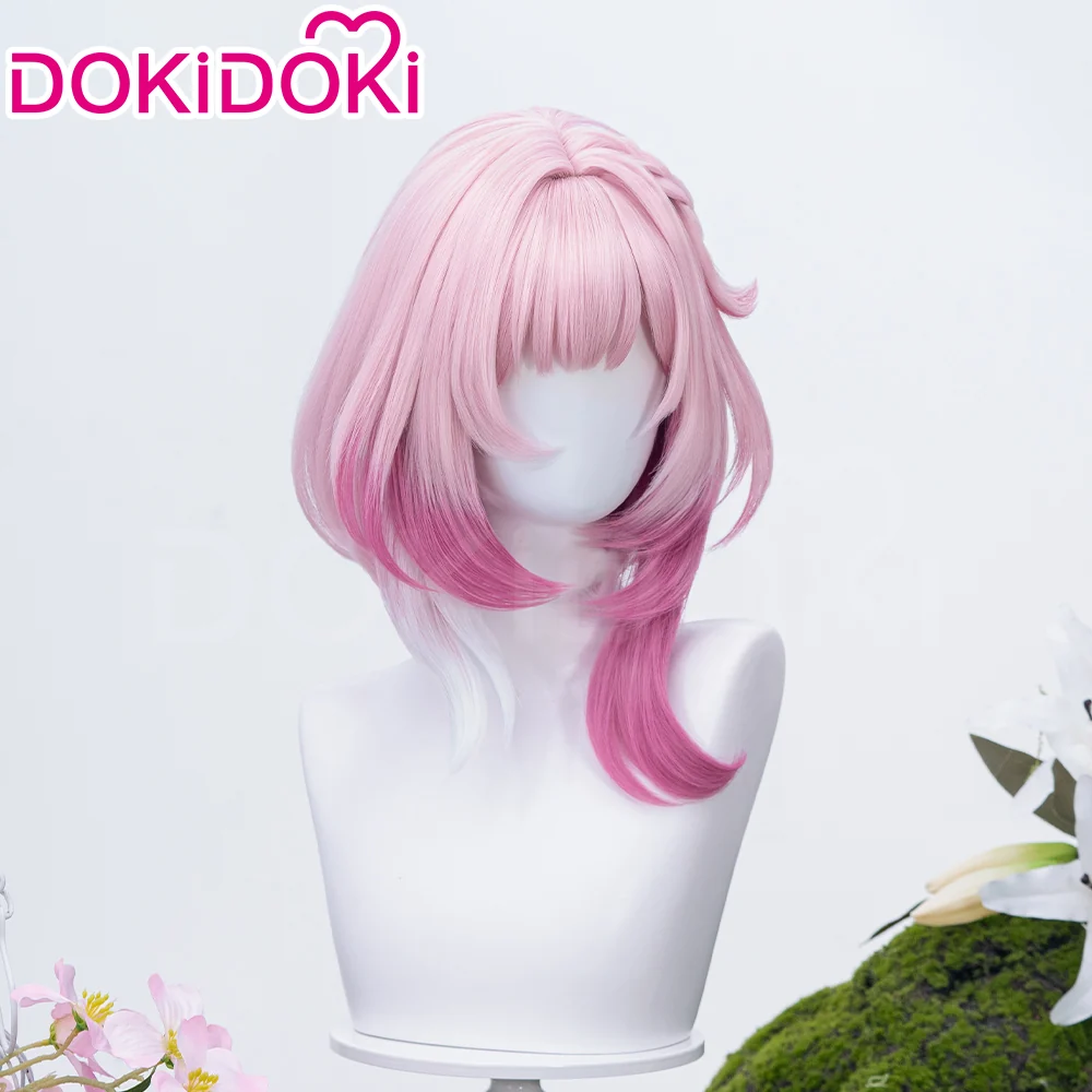 DokiDoki Game Honkai: Star Rail Cosplay Cyrene Wig Short Curly Light Dark Pink Gradient Hair / Head Accessory Set - Image 5