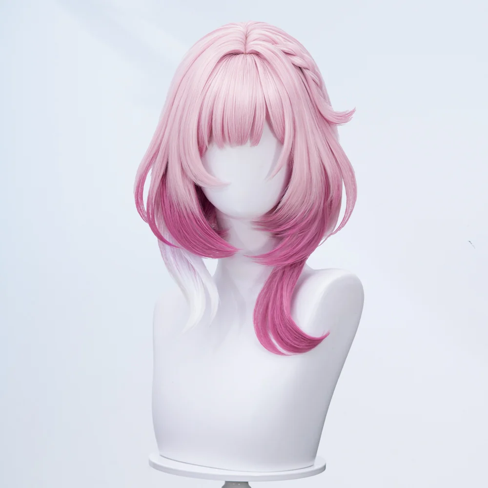 DokiDoki Game Honkai: Star Rail Cosplay Cyrene Wig Short Curly Light Dark Pink Gradient Hair / Head Accessory Set - Image 6