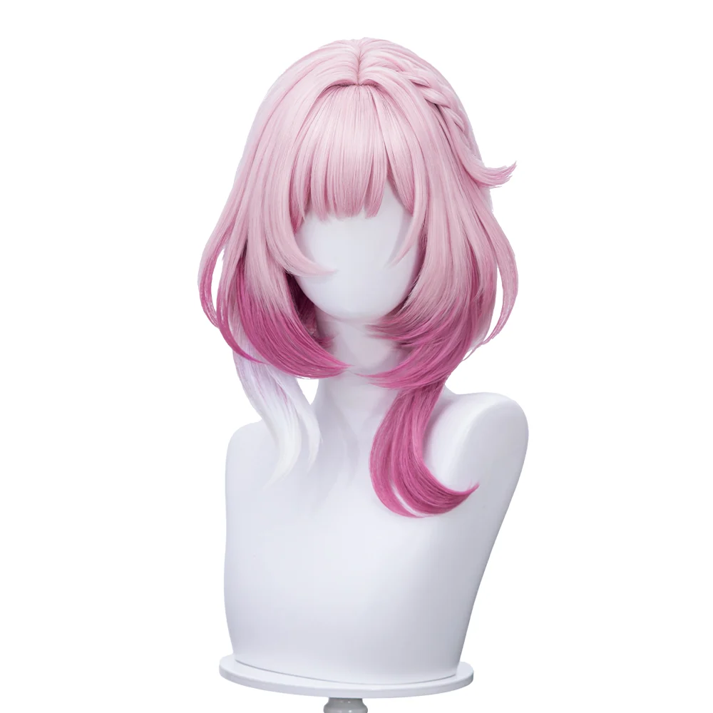 DokiDoki Game Honkai: Star Rail Cosplay Cyrene Wig Short Curly Light Dark Pink Gradient Hair / Head Accessory Set - Image 8