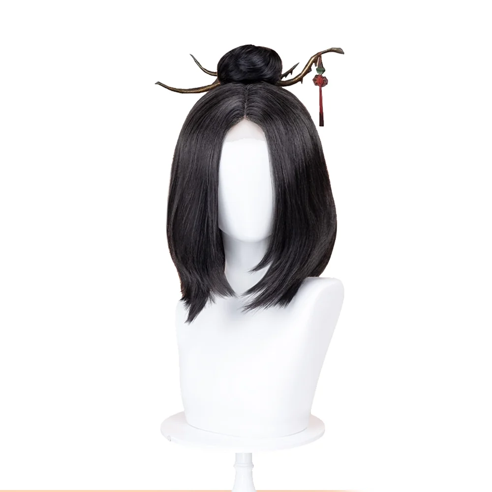 【Front Lace】DokiDoki Game Black Myth Wukong Cosplay Ping Ping Wig Short Straight Black Wig Pingping - Image 5