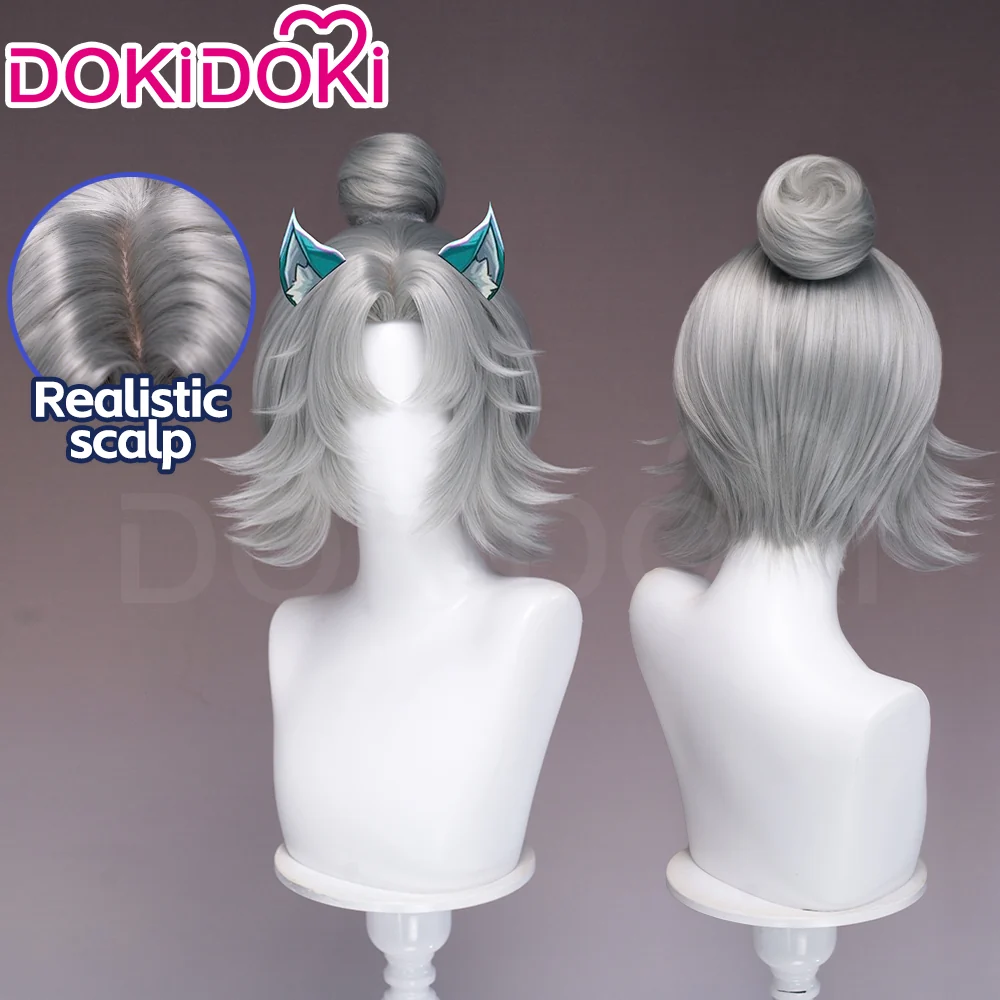 【Front Lace Ready For Ship】【Small Area Front Lace】Dokidoki Game Cosplay Wig Short Curly White Hair Detachable Buns - Image 9