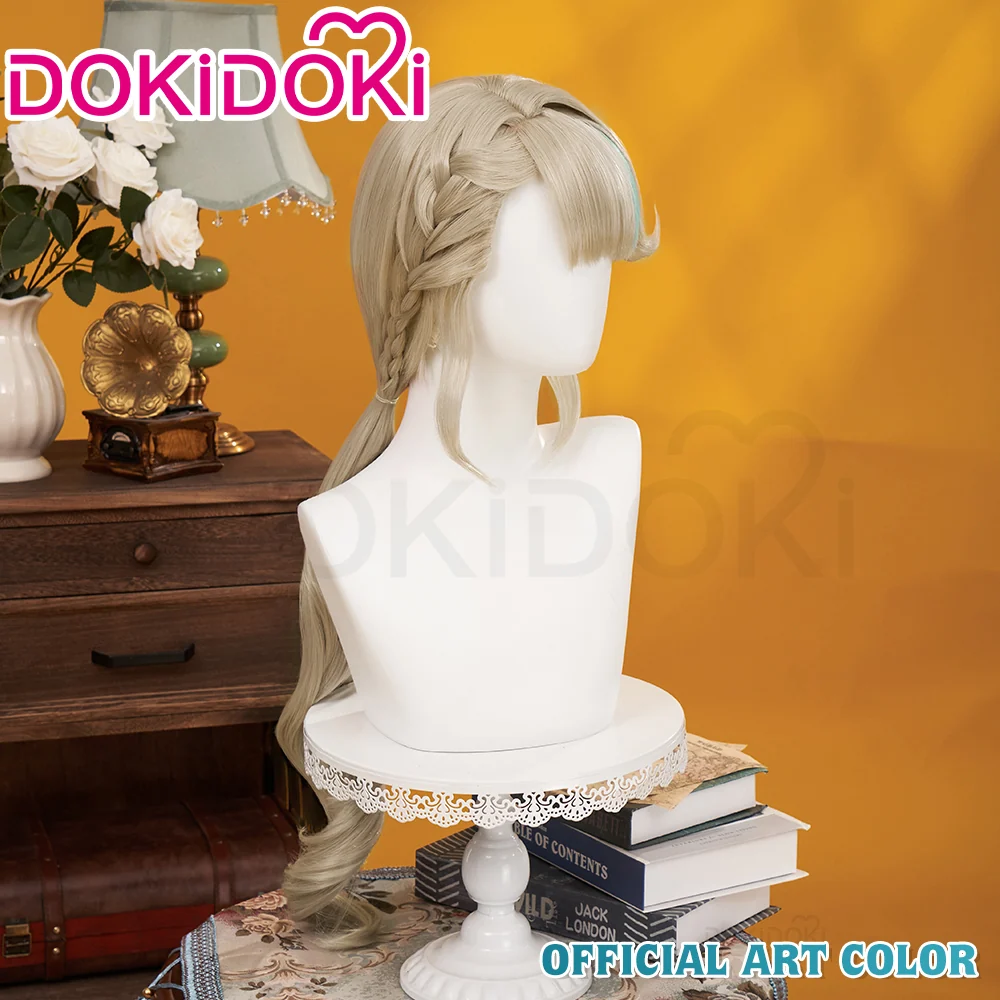 DokiDoki Game Genshin Impact Cosplay Fontaine  Lynette Wig Silver Cute Green Hight Hair/ Wefts/Tattoo Sticker - Image 3