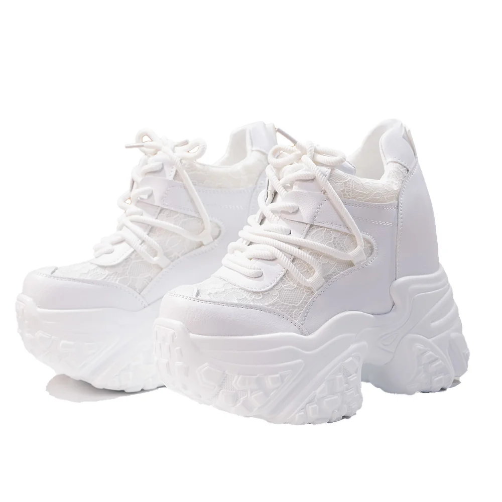 【In Stock】【16 CM】DokiDoki Height Increasing Shoes / Elevator Shoes Black / White / Silver Boots Invisible Breathable Lace Mesh Height-Increasing Shoes - Image 14