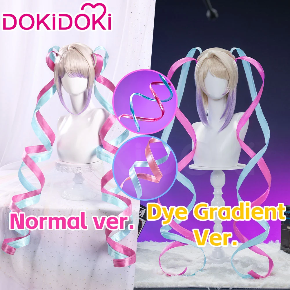 【Partially Ready For Ship】DokiDoki Game NEEDY GIRL OVERDOSE Cosplay KAngel Wig Long Straight Blonde Purple Hightlight Gradient Hair Blue Pink Double Ponytails Needy Streamer Overload