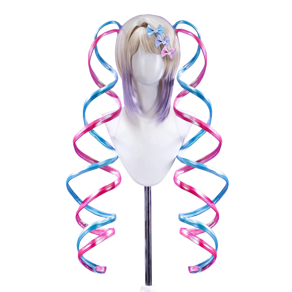 【Partially Ready For Ship】DokiDoki Game NEEDY GIRL OVERDOSE Cosplay KAngel Wig Long Straight Blonde Purple Hightlight Gradient Hair Blue Pink Double Ponytails Needy Streamer Overload - Image 19